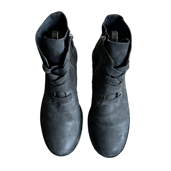 Eileen Fisher Collar Tumbled Nubuck Wedge Bootie Black Size 9.5 - Picture 6 of 11